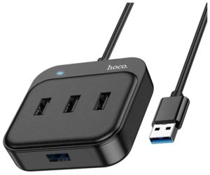 Переходник Hoco HB31 концентратор 4 в 1 USB to USB 3.0+USB 2.0*3 черный 0.2m 1