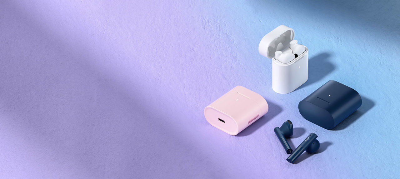 Беспроводные наушники Haylou MoriPods TWS розовый 1 Наушники Haylou MoriPods TWS Bluetooth 5.2