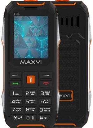 Телефон MAXVI T100, 2 SIM, черный/оранжевый 1