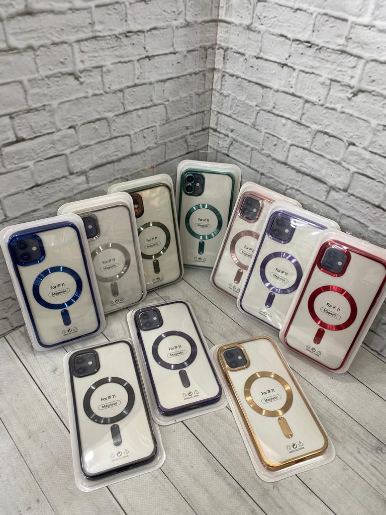 Чехол прозрачный с окантовкой и magsafe для iPhone 11 Clear-Blue 1 Чехол прозрачный с окантовкой и magsafe для iPhone 11 Clear-Blue 1