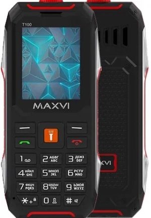 Телефон MAXVI T100, 2 SIM, черный/красный 1