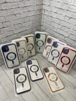 Чехол прозрачный с окантовкой и magsafe для iPhone 11 Clear-Violet 1