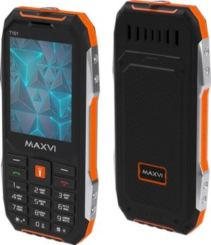 Телефон MAXVI T101, 2 micro SIM, черный/оранжевый 1