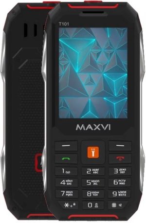 Телефон MAXVI T101, 2 micro SIM, черный/красный 1