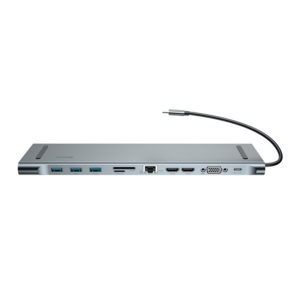Переходник/Адаптер BASEUS C-C3UEHVMSDC35, Разветвитель, Type-C - 3xUSB3.0 + 2xHDMI + VGA + TF/SD + R 1