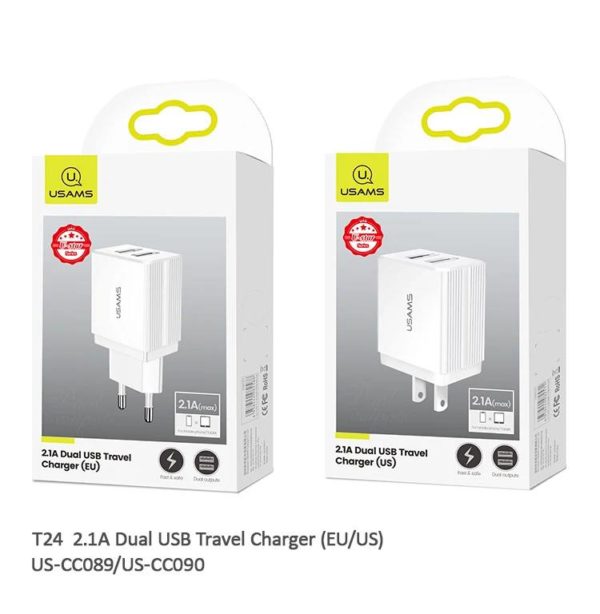 СЗУ USAMS US-CC090 T24 2.1A 2USB white 1