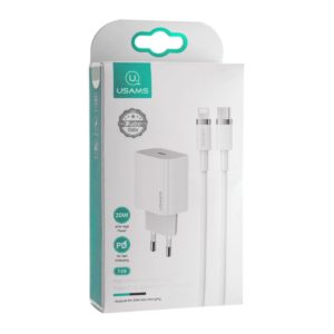 СЗУ USAMS T49 USB-C+USB-C-Lightning cable 20W white 1