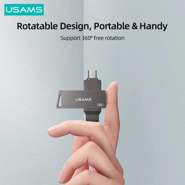 USB Flash Usams 64Gb 3.0 +Type-C Rotatable US-ZB200 iron-grey 1
