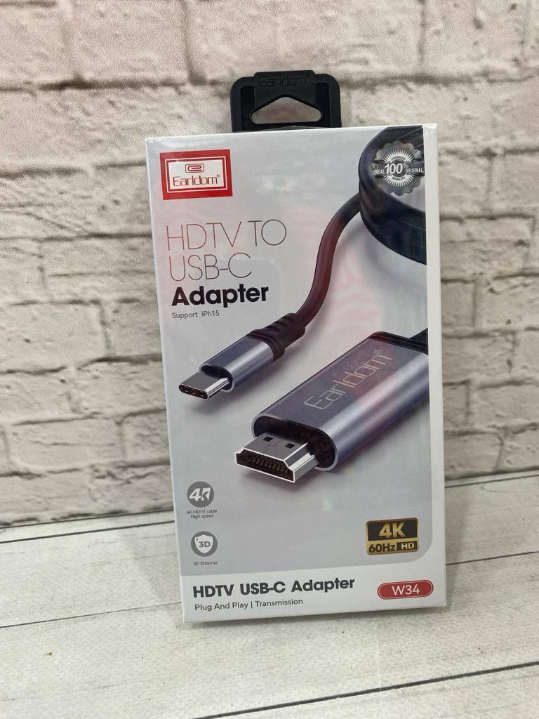 Кабель адаптер Earldom W34 HDMI-USB-C 2 метра 1 Кабель адаптер Earldom W34 HDMI-USB-C 2 метра 1