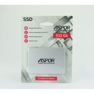 SSD 2.5" 512GB SATA3 Aspor (TLC, SM2259XT2, R/W 520/470MB/s, TBW 240, Metal case)