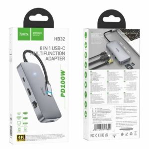 Переходник HOCO HB32 Season Type-C 8-in-1 (Type-C to HDTV+PD+USB3.0+USB2.0*2+SD+TF+RJ45), серый 1