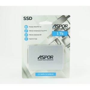 SSD 2.5" 1TB SATA3 Aspor (TLC, SM2259XT2, R/W 560/490MB/s, TBW 480, Metal case) 1