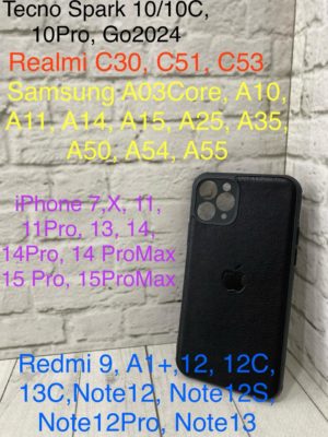 Силиконовый чехол для Xiaomi Redmi 13С черное теснение под кожу 1