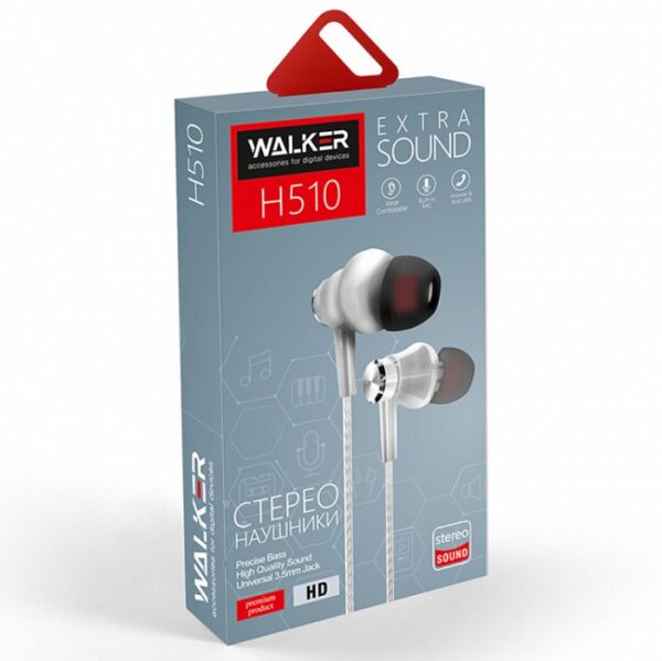 Наушники WALKER H510 с микрофоном серебро 1
