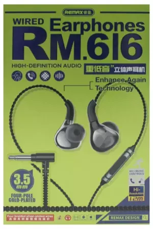 Наушники Remax RM-616 3.5mm вакуум с микрофон. black 1