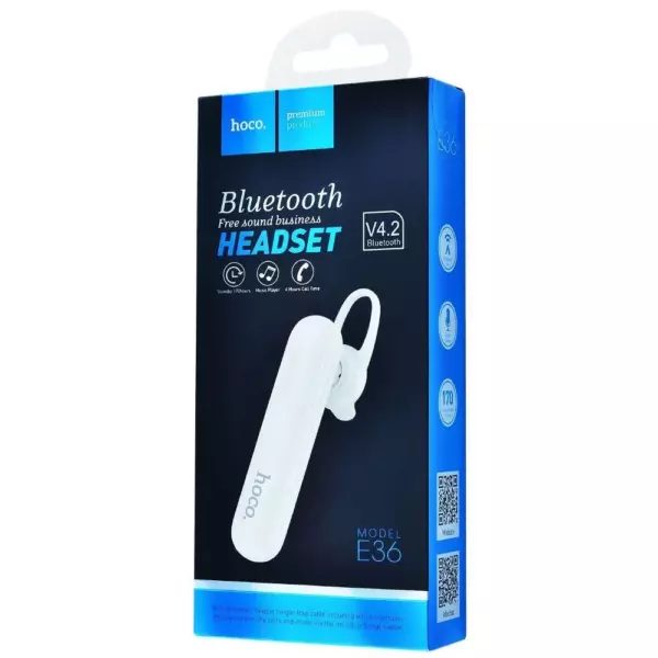 Гарнитура Bluetooth HOCO 4.2 E36 Free sound white 1