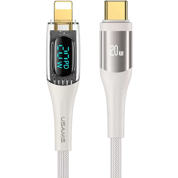 Кабель Type-C/Lightning USAMS US-SJ589 20W PD 2m beige 1