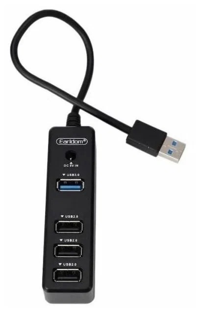 Хаб USB 3.0 1 порт / USB 2.0 3 порта Earldom ET-HUB07 черный 1 Хаб USB 3.0 1 порт / USB 2.0 3 порта Earldom ET-HUB07 черный 1