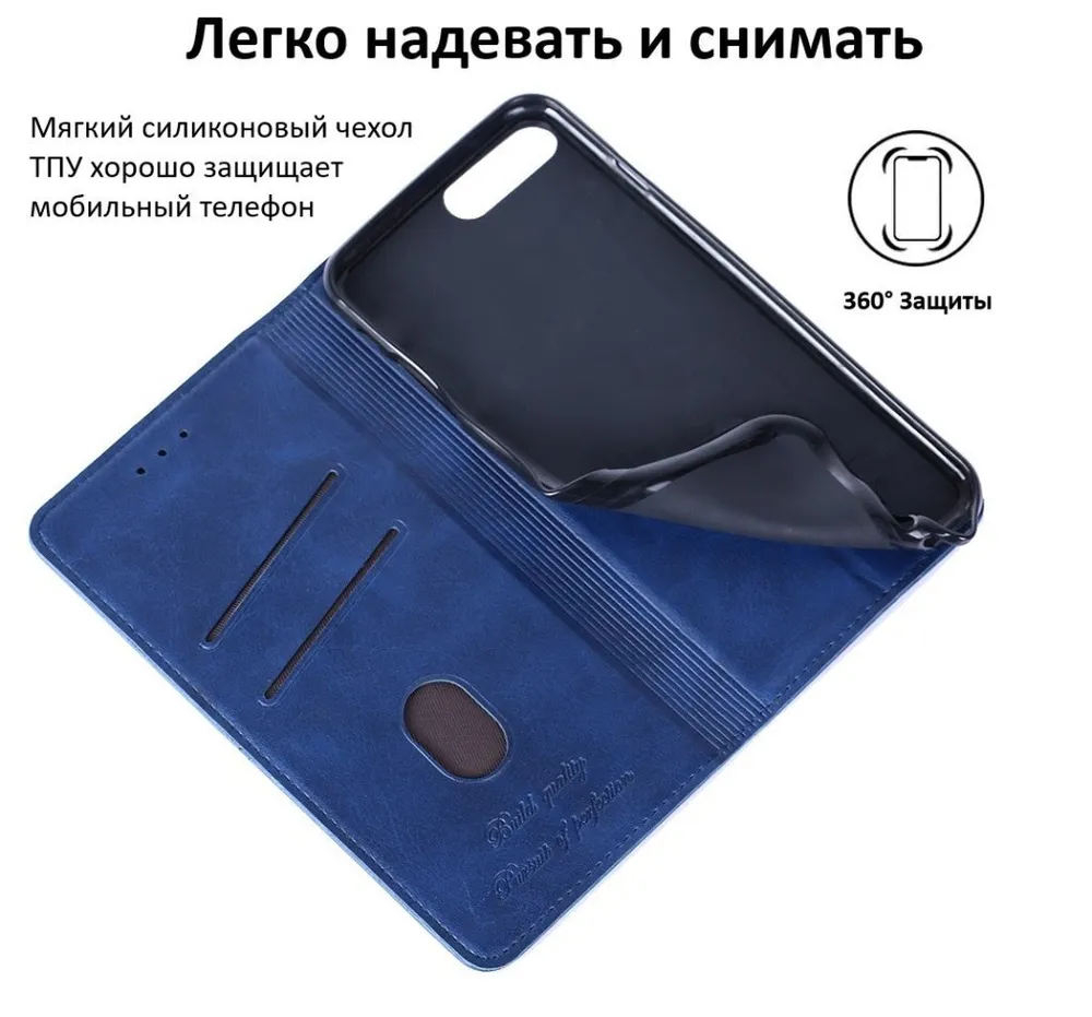 Книжка GrifOn Leather Series Tecno Pop7 blue 1 Книжка GrifOn Leather Series Tecno Pop7 blue 1