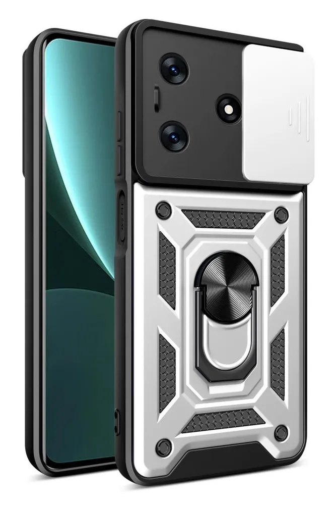 Противоударная накладка Armor Case с кольцом для TECNO Spark 10C серебристый 1 Противоударная накладка Armor Case с кольцом для TECNO Spark 10C серебристый 1