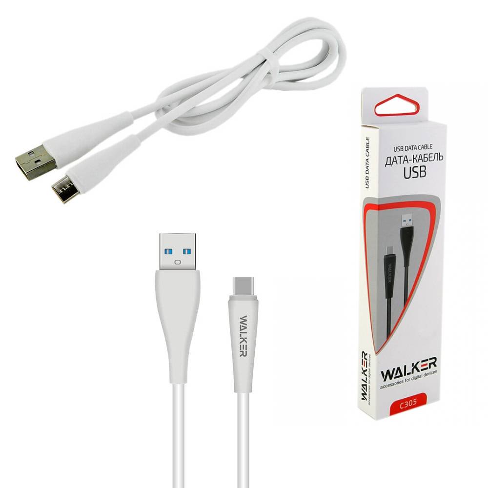 Кабель USB/Micro WALKER C305 white 1 Кабель USB/Micro WALKER C305 white 1