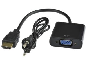 Конвертер HDMI-1.4a (папа) - D-SUB/VGA (мама) + Audio stereo (mini-jack 3.5 mm), кабель 15 см 1