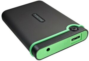 HDD 2.5" 1.0 TB USB 3.1 Transcend StoreJet 25M3, прорезиненный, черный/зеленый (TS1TSJ25M3S) 1