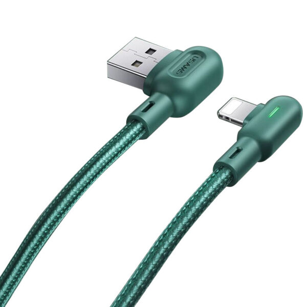 Кабель USB/Lightning USAMS US-SJ455 U57 Dual Right-angle Cable With Colorful Light 1.2m green 1