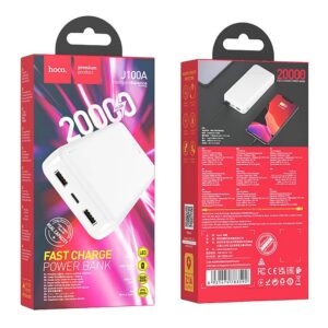 Внешний аккумулятор HOCO J100A, 20000 mAh, LED индикатор, Белый 1