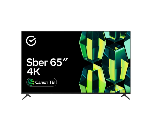 Телевизор Sber SDX 65U4121 черный 3840x2160, 4K Ultra HD, 60 Гц, Wi-Fi, Smart TV, Салют ТВ 1