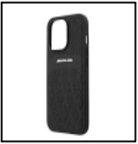 AMG для iPhone 13 Pro Max чехол Leather Curved lines Hard Black 1