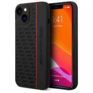 AMG для iPhone 14 чехол Liquid silicone Carbon pattern Hard Black 1