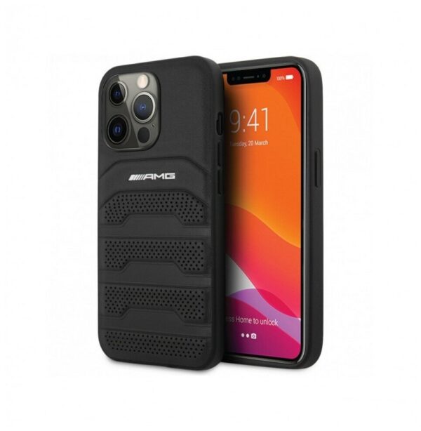 AMG для iPhone 14 Pro чехол Leather Debossed lines Hard Black 1