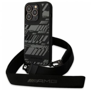 AMG для iPhone 14 Pro Max чехол Liquid silicone Expressive graphic Hard +Strap Black 1