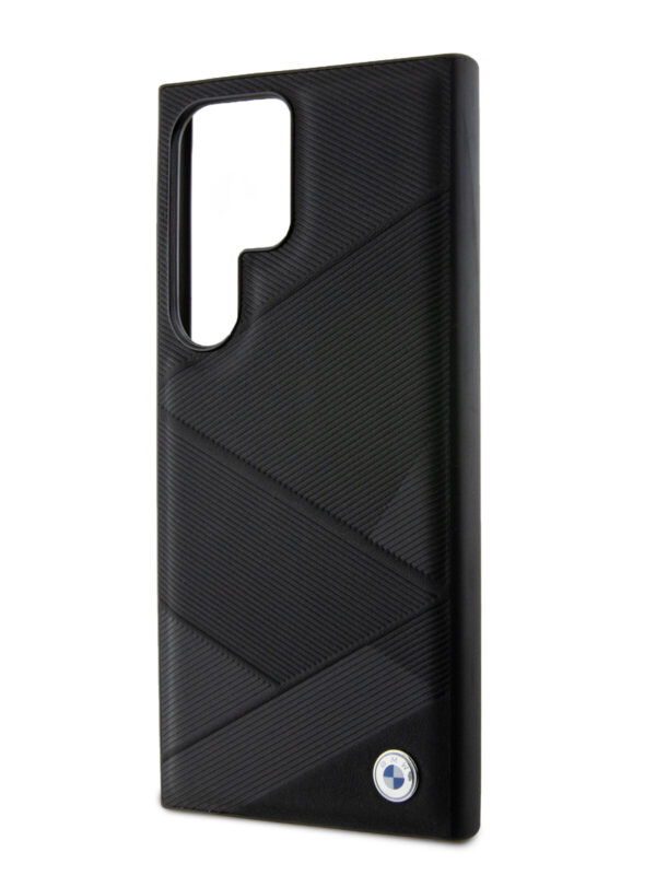 BMW для Galaxy S24 чехол Leather Textured Metal logo Hard Black 1