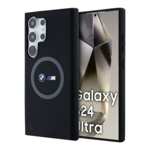 BMW для Galaxy S24 Ultra чехол M-Collection Liquid silicone Laser Ring Hard Black (MagSafe) 1