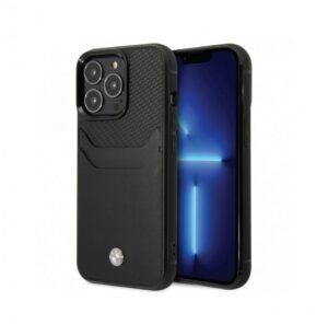 BMW для iPhone 14 чехол Signature Leather with Cardslot Hard Black 1