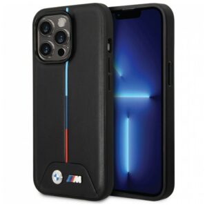 BMW для iPhone 14 Pro чехол M-Collection PU Hot stamp tricolor Hard Black 1