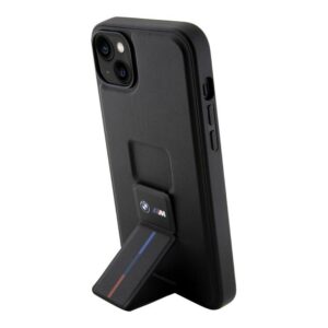 BMW для iPhone 15 Pro чехол GripStand M-Collection PU Tricolor line Hard Black 1