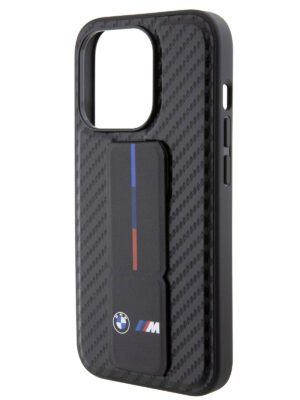 BMW для iPhone 15 Pro чехол GripStand M-Collection PU Tricolor line Hard Grey 1