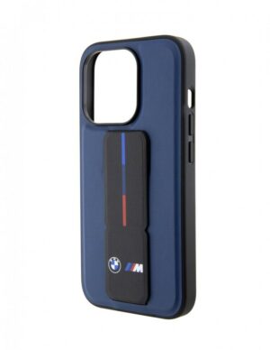 BMW для iPhone 15 Pro чехол GripStand M-Collection PU Tricolor line Hard Navy 1