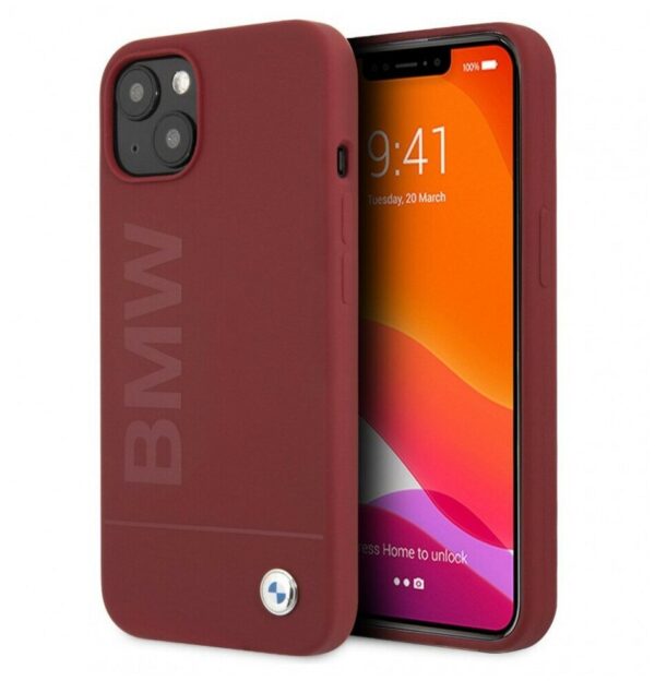 Чехол BMW для iPhone 13 Signature Liquid silicone Laser logo Hard Red (MagSafe) 1