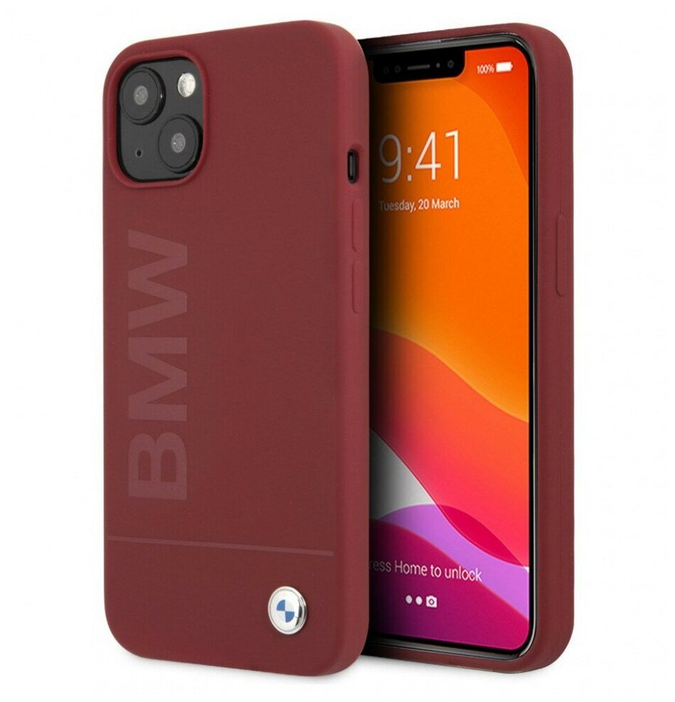 Чехол BMW для iPhone 13 Signature Liquid silicone Laser logo Hard Red (MagSafe) 1 Чехол BMW для iPhone 13 Signature Liquid silicone Laser logo Hard Red (MagSafe) 1