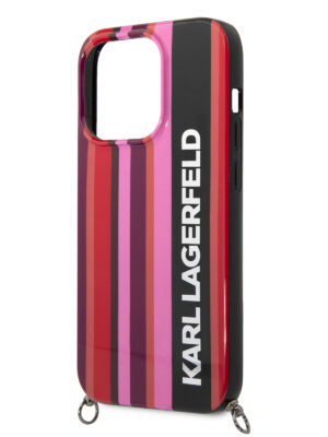 Чехол Lagerfeld для iPhone 14 Pro Max чехол Crossbody PC/TPU Color stripes with Strap Hard Pink 1
