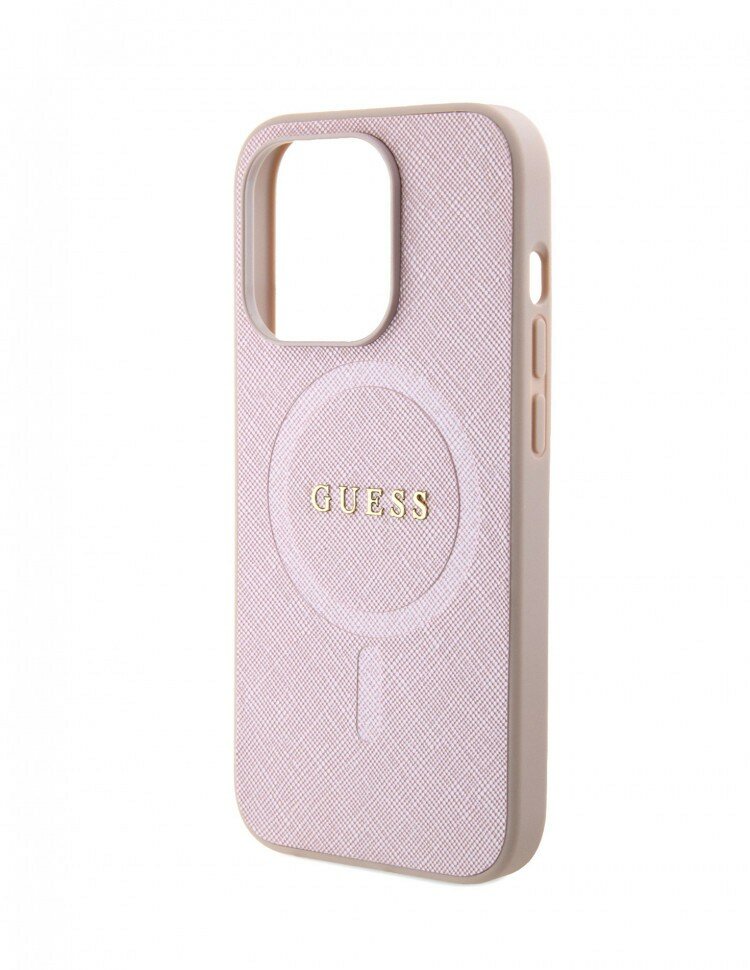 Guess для iPhone 15 Pro Max чехол PU Saffiano with metal logo Hard Pink (MagSafe) 1 Guess для iPhone 15 Pro Max чехол PU Saffiano with metal logo Hard Pink (MagSafe) 1