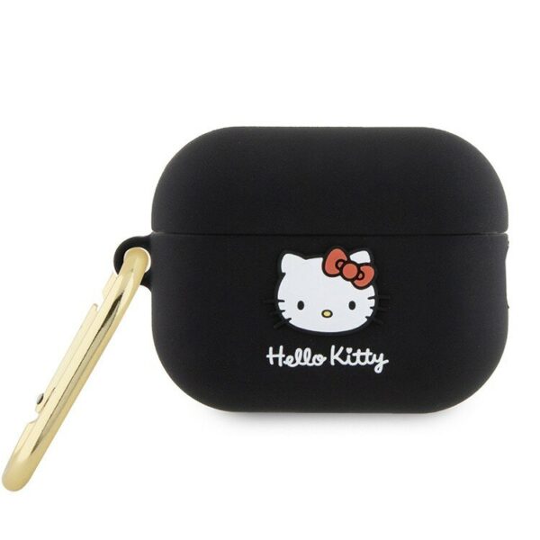 Hello Kitty для Airpods Pro 2 чехол Liquid silicone 3D Rubber Kitty Head Black 1