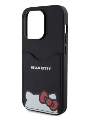 Hello Kitty для iPhone 15 чехол Cardslot PU Leather Hidden Kitty Hard Black 1