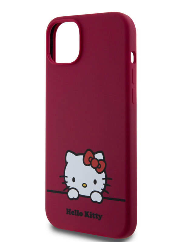Hello Kitty для iPhone 15 чехол Liquid silicone Dreaming Kitty Hard Red 1