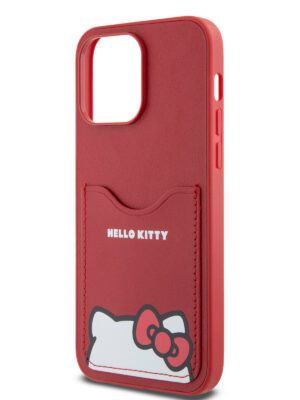 Hello Kitty для iPhone 15 Pro Max чехол Cardslot PU Leather Hidden Kitty Hard Red 1