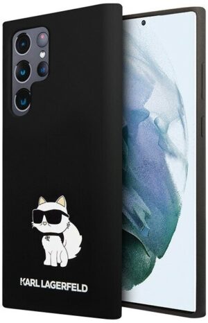 Lagerfeld для Galaxy S23 Ultra чехол Liquid silicone NFT Choupette metal pin Hard Black 1